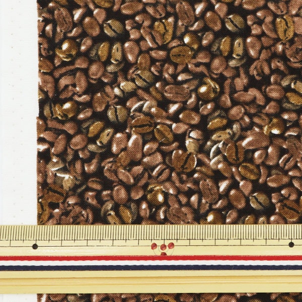 【数量5から】 生地 『インクジェットプリント コーヒー豆 C7986-BROWN』 USAコットン