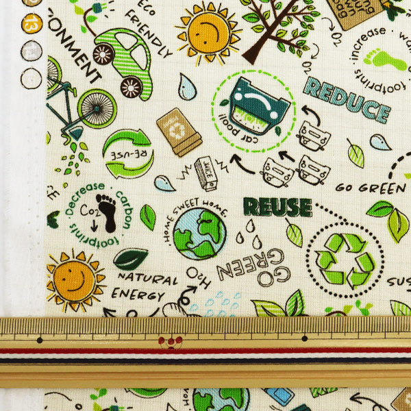 【数量5から】 生地 『インクジェットプリント リサイクル C8418-WHITE』 USAコットン