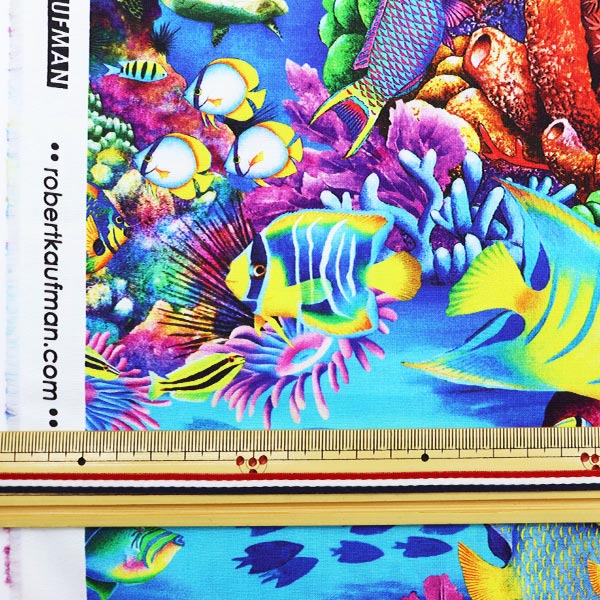 【数量5から】 生地 『インクジェットプリント アクアリウム AQCD-19903-50』 USAコットン