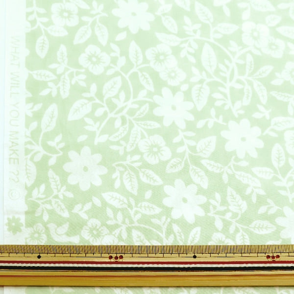 【数量5から】 生地 『60ローン 抗菌防臭 プラント&バード ライトミント YK-PLBI-A』