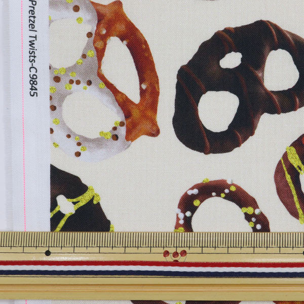 【数量5から】 生地 『インクジェットプリント チョコプレッツェル 9845-07』 USAコットン