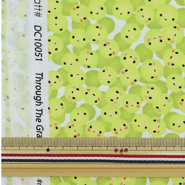 【数量5から】 生地 『インクジェットプリント ぶどう DC10051-GREEN』 USAコットン