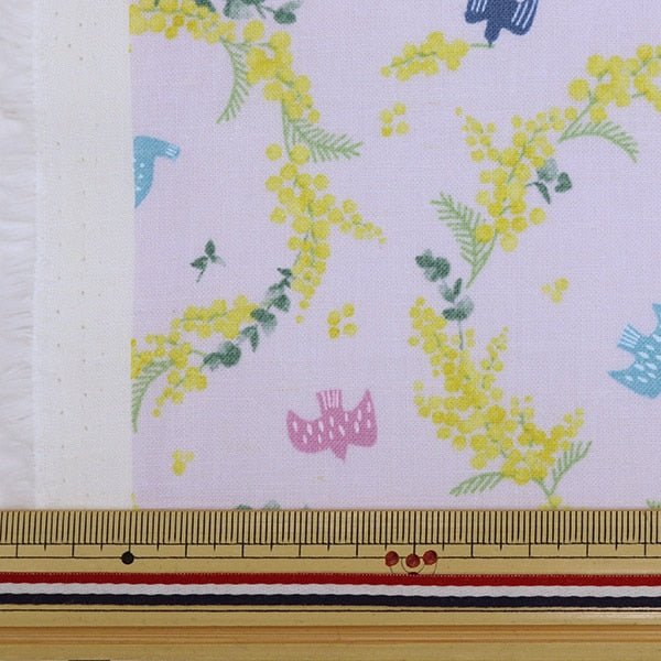 【数量5から】 生地 『綿麻シーチング 抗菌防臭加工 ミモザソース ピンクホワイト SHUMIO-C』