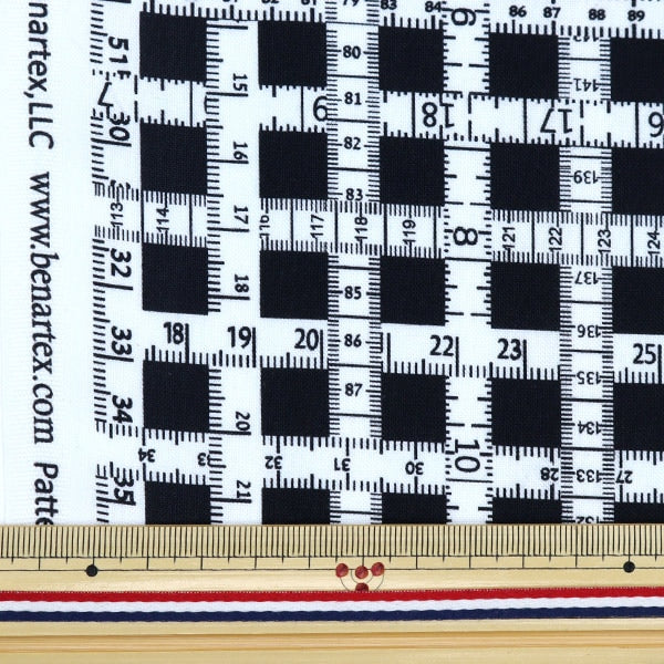 【数量5から】 生地 『USAコットン ソーイングボックス メジャー柄 9955-91』