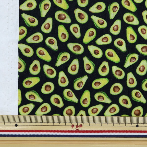 【数量5から】 生地 『USAコットン スモールワールド アボカド柄 ブラック GAIL-CD8886』