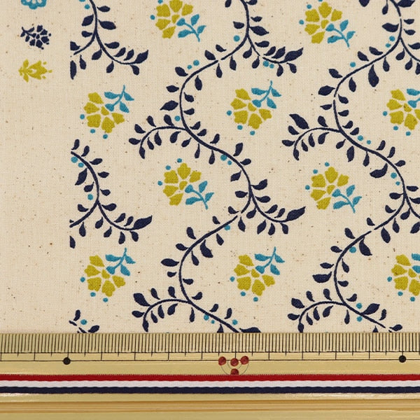 【数量5から】 生地 『シーチング プロヴァンスフィール 生成り×マスタード SO-48000-2B』