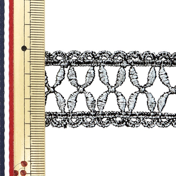 【数量5から】 手芸ブレード 『メタリックレース 幅約3.1cm シルバー GY-99-18-4S』