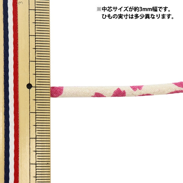 Handicraft material "Chirimen round string 3mm flower laugh / white 1005-dj"