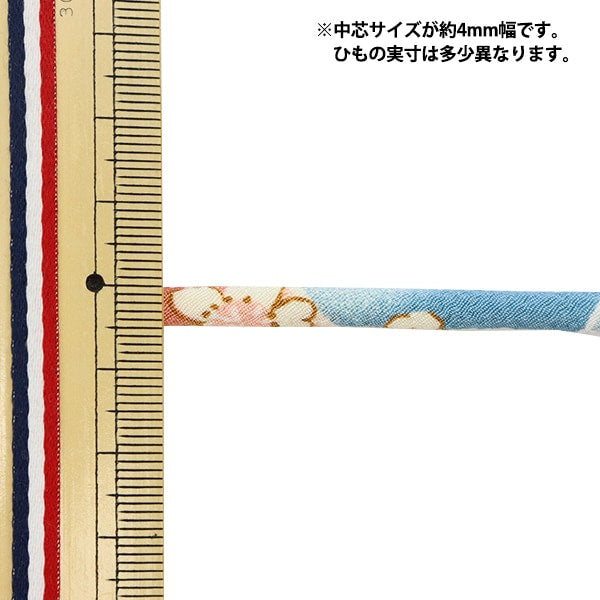 Handicraft material "Chirimen round string 4mm scarlet cherry blossoms / pink 1003-ca"