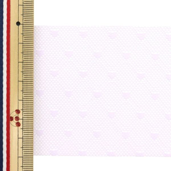 【数量5から】 リボン 『ソフトチュールリボン ハート約70mm幅 ヴァイオレット M7020H-70』