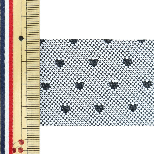 【数量5から】 リボン 『ソフトチュールリボン ハート約40mm幅 ブラック M7020H-40』