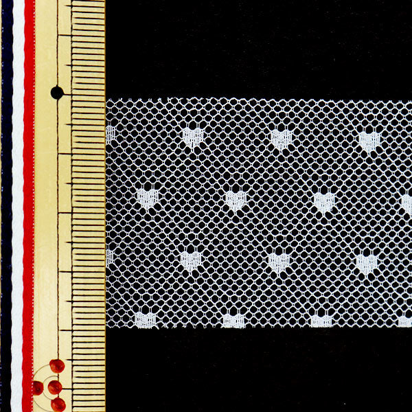 【数量5から】 リボン 『ソフトチュールリボン ハート約40mm幅 ホワイト M7020H-40』