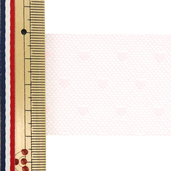 【数量5から】 リボン 『ソフトチュールリボン ハート約40mm幅 ピンク M7020H-40』