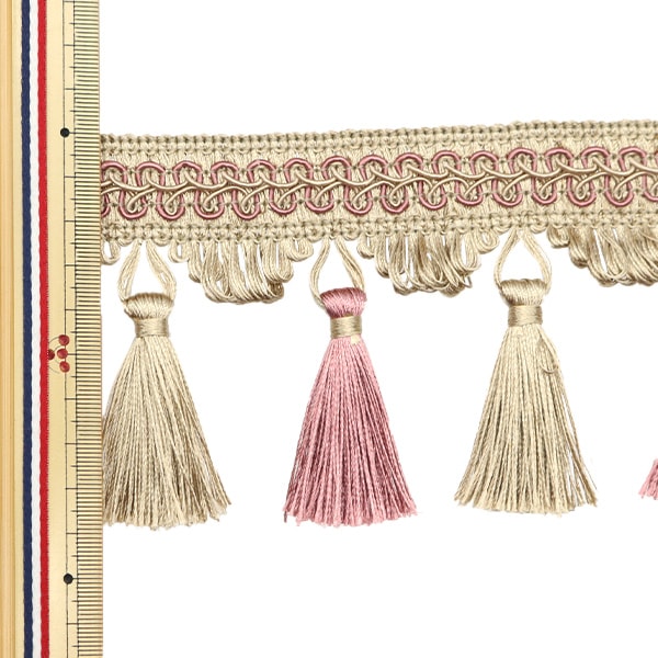 【数量5から】 手芸ブレード 『2023タッセルブレード ベージュ×ピンクベージュ BE4207-1』