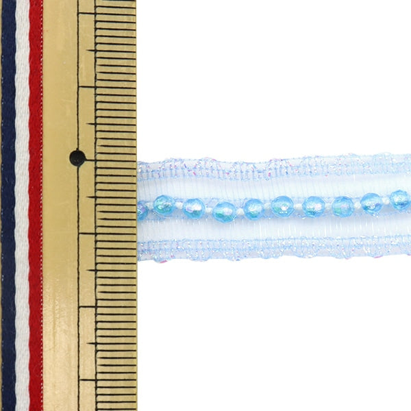 【数量5から】 リボン 『クリスタルビーズリボン 幅15mm 7番色 9757』 AOYAMARIBBON 青山リボン