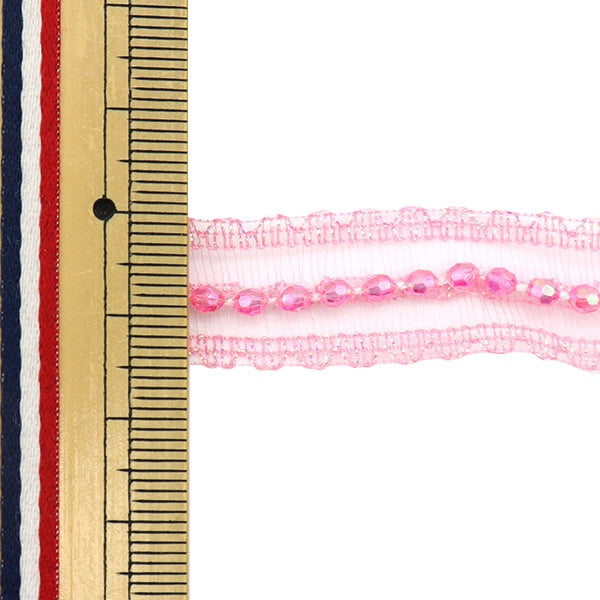 【数量5から】 リボン 『クリスタルビーズリボン 幅15mm 37番色 9757』 AOYAMARIBBON 青山リボン