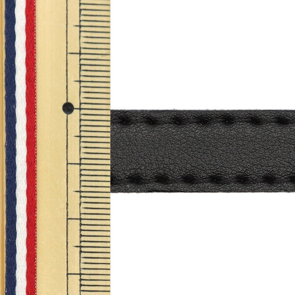 Material de la bolsa "Cinta de puntada de cuero sintético de doble ancho de 15 mm #01 Negro FTW15-01"