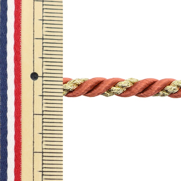 【数量5から】 手芸ひも 『ツイストコード 幅約5mm 赤×金 51-158』