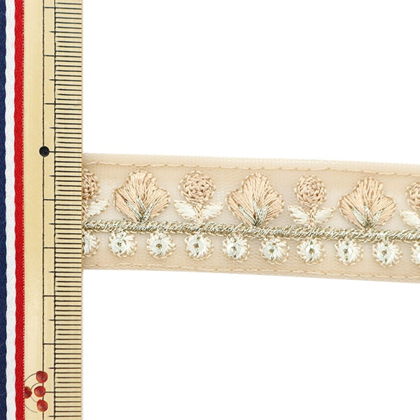 【数量5から】 手芸ブレード 『2022 インド刺繍ブレード ベージュ×ベージュ 45172E』