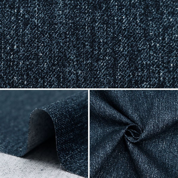 【数量5から】 生地 『オックス デニム調プリント ディーン ネイビー 36000-771-A』