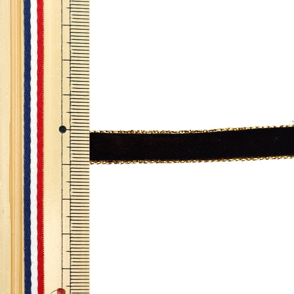 【数量5から】 リボン 『メタルエッジベルベット ブラウン 50014』