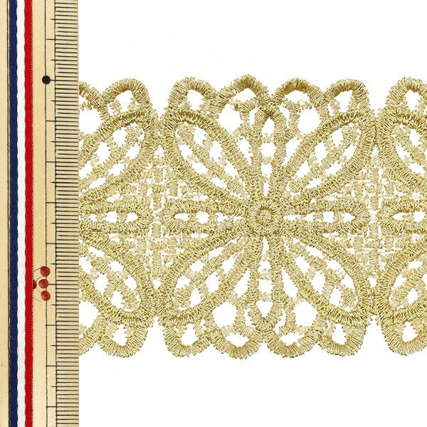 【数量5から】 手芸ブレード 『メタリックレース 約6.7cm幅 金 GY-99-24-1』