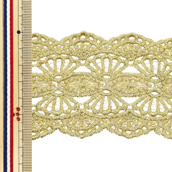 【数量5から】 手芸ブレード 『メタリックレース 約6.5cm幅 金 GY-99-24-3』