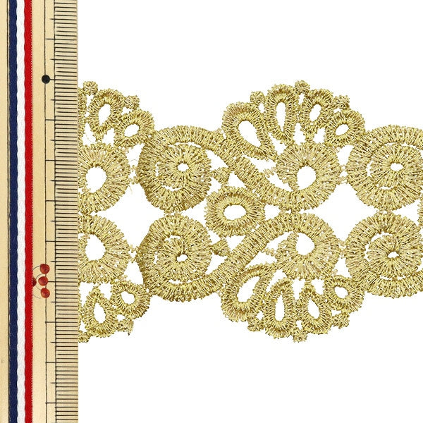 【数量5から】 手芸ブレード 『メタリックレース 約6.5cm幅 金 GY-99-24-5』