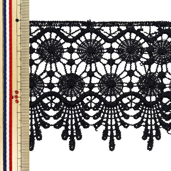 【数量5から】 手芸ブレード 『メタリックレース 約8.5cm幅 黒 GY-99-24-12』