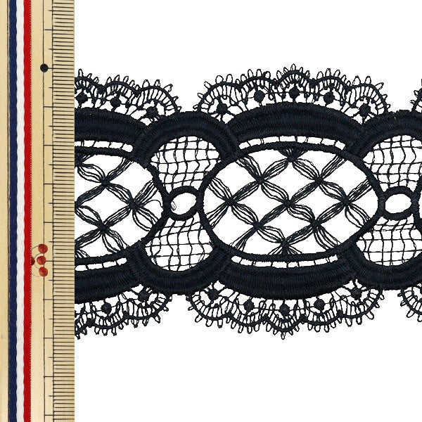 【数量5から】 レースリボンテープ 『レース ブラック 約7cm幅 ISY-6-24-16B』