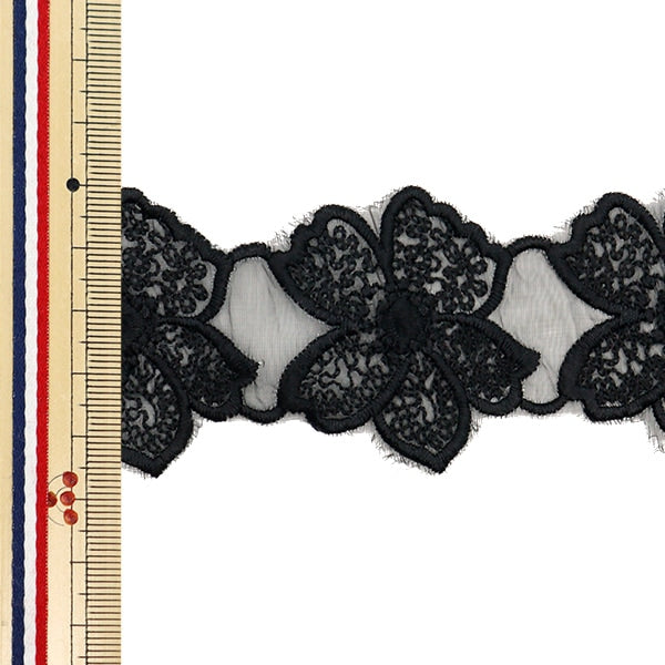 【数量5から】 レースリボンテープ 『レース ブラック 約4.7cm幅 ISY-6-24-17B』