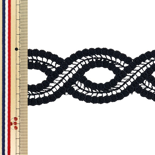 【数量5から】 レースリボンテープ 『レース ブラック 約3.7cm幅 ISY-6-24-21B』