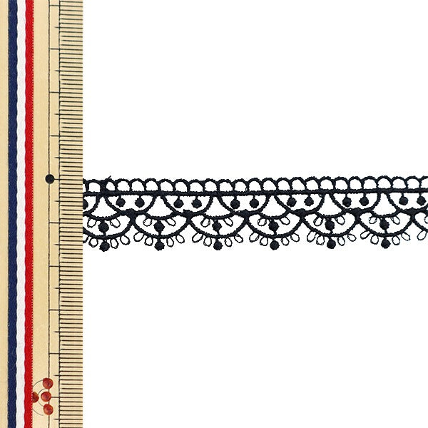 【数量5から】 レースリボンテープ 『レース ブラック 約1.6cm幅 ISY-6-24-25B』