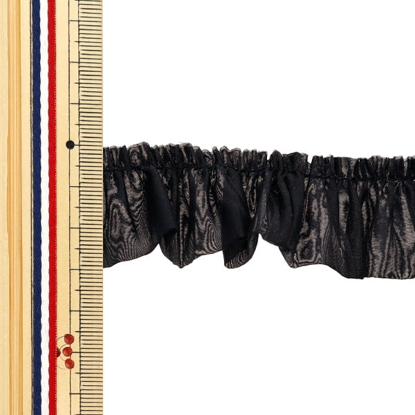 【数量5から】 フリルリボンテープ 『ソフトサテンフリル 約30mm幅 ブラック FR2318』