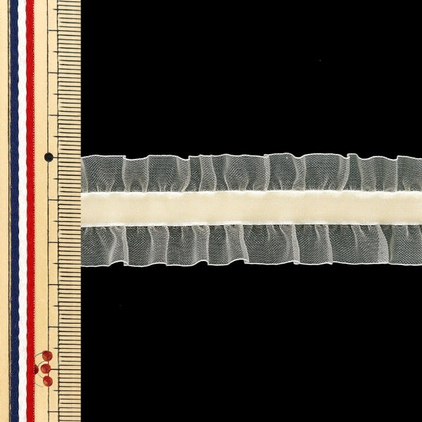 【数量5から】 フリルリボンテープ 『ストレッチベロアフリル 約25mm幅 アイボリー FRS2301』