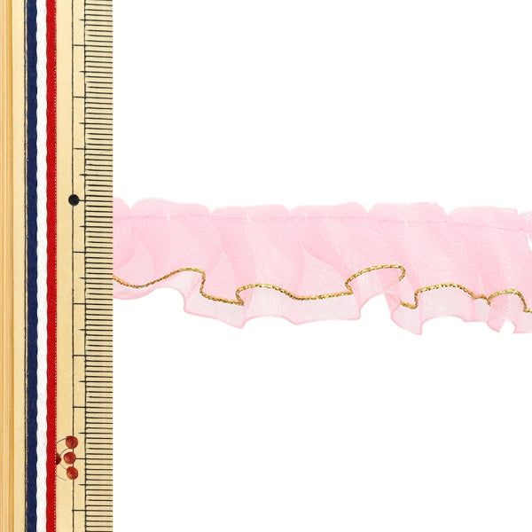 【数量5から】 フリルリボンテープ 『Wレースフリル 約25mm幅 ライトピンク FR2306』