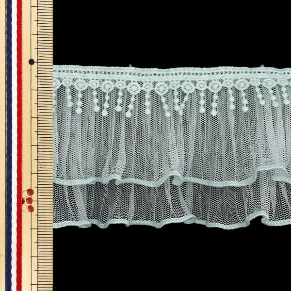 【数量5から】 フリルリボンテープ 『プリーズチュールフリル 約60mm幅 グリーン FR2348』