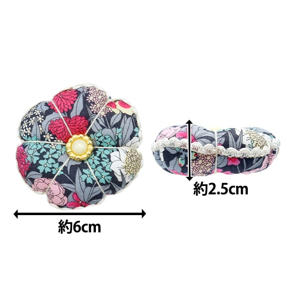 Pin cushion "Liberty Fabric Pink Cdosite Flower type PI3-3635047BE"