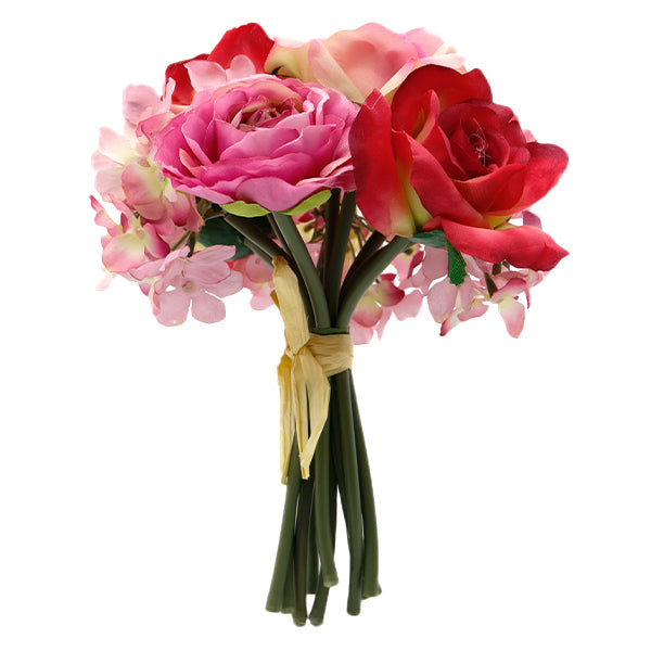 造花 シルクフラワー 『ローズ&ラナキュラブーケ レッド/ピンク VT2011』