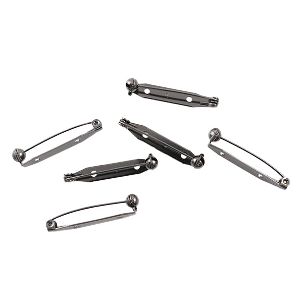 Kunsthandwerk Klammer "Drehete Brosche 35 mm schwarz 6 Stück"