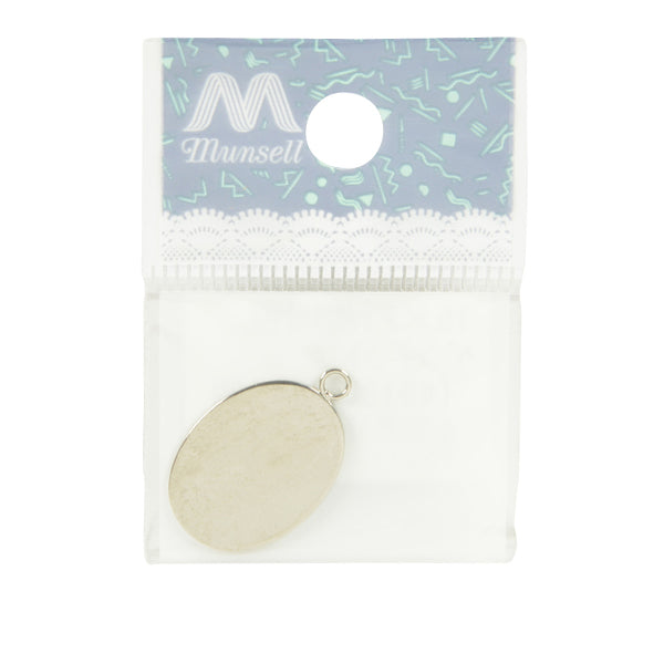 手芸金具 『楕円貼り付け用ペンダントトップ 21×15mm シルバー 1個入り #9108』