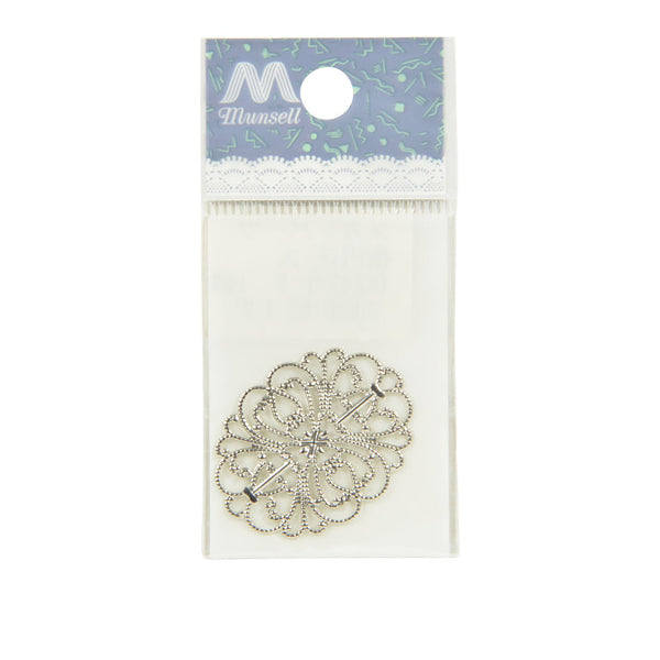 Support d'artisanat "Pièces de skashi fleur elliptique grande argent 1 pièce # 2427"