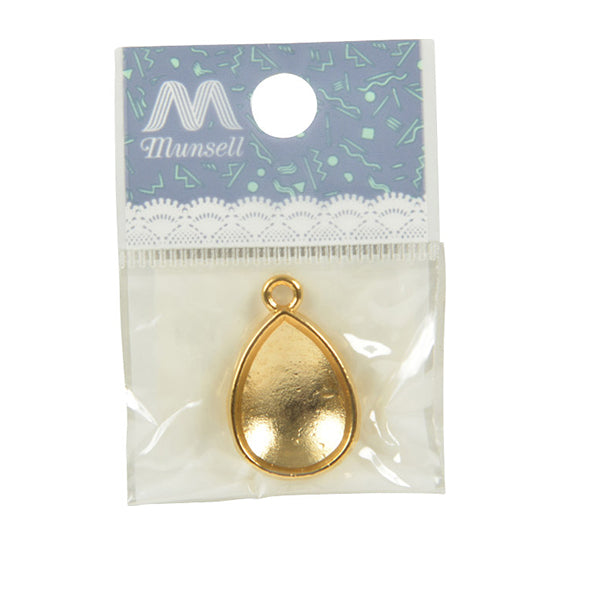 手芸金具 『粘土土台 ペンダントトップ ドロップ ゴールド 1個入り #3055』
