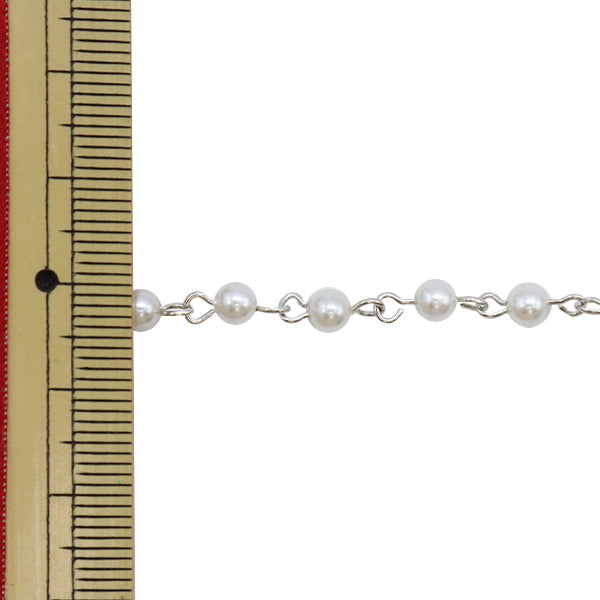 【数量5から】 アクセサリー金具 『パールチェーン ホワイト×シルバー 4mm WC-4S』