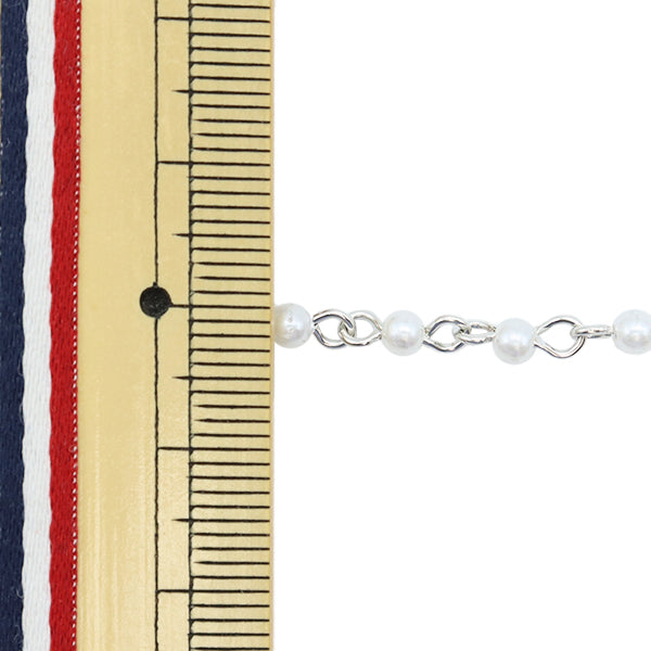 【数量5から】 アクセサリー金具 『パールチェーン ホワイト×シルバー 3mm WC-3S』