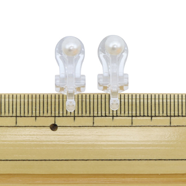 Earring bracket "Resin ear clip converter pearl white 5mm 1 pair 271 0388w"