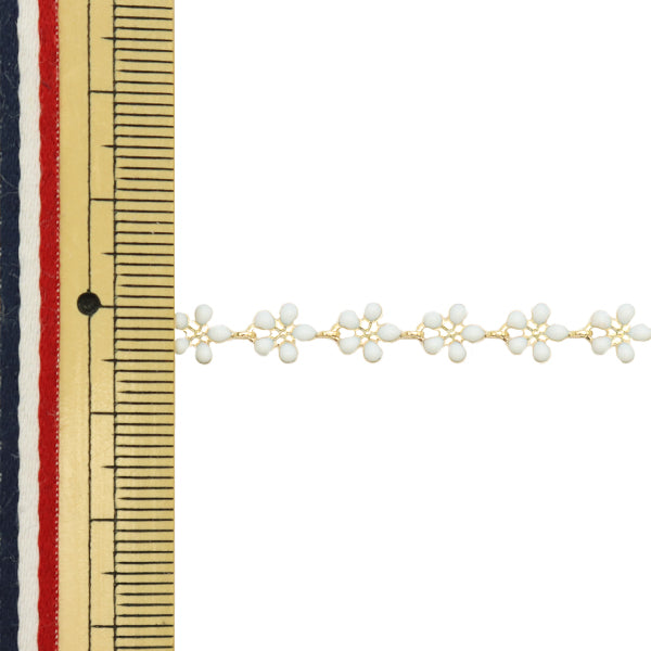 【数量5から】 アクセサリー金具 『花エポチェーン ホワイト×ゴールド CH1470-203』