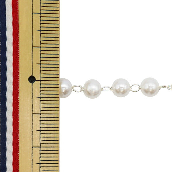 アクセサリー金具 『ビーズパックチェーンパール ホワイト×シルバー 6mm GN-84-21A-08S』