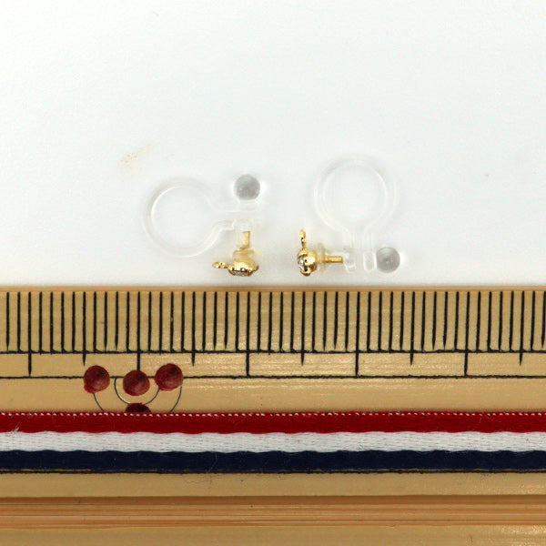 Handicraft bracket "antibacterial resin earring stone 2.4mm Clear x 1 pair with gold KNHJ-1053CL G"