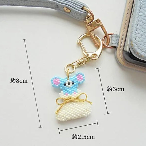 BeadsKit "Kyoto Animal Proverb Keychain Bag Mouse PB-352" HOBBIX Kyoto Nishijin Hobbix